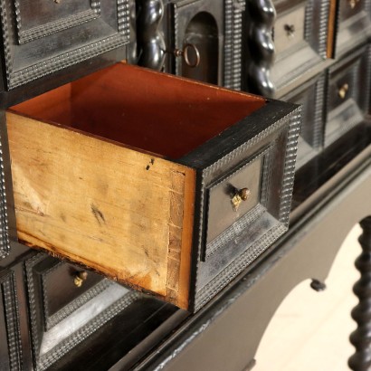 Elegant Dutch Ebony Coin Cabinet Holland 18th Century