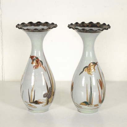 Antiquitäten, Vase, antike Vasen, antike Vase, antike italienische Vase, antike Vase, klassizistische Vase, Vase der 900, Paar japanische Vasen, Paar Trompetenvasen.