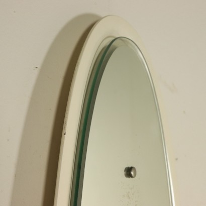 Wall Mirror with Lacquered Wood Back Panel Vintage Italy 1960s