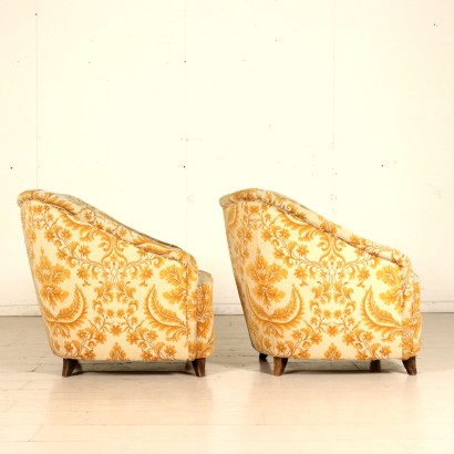 Pair of Armchairs Springs Fabric Vintage Italy 1950s