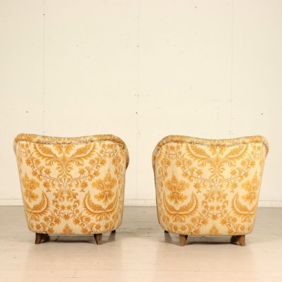 Pair of Armchairs Springs Fabric Vintage Italy 1950s