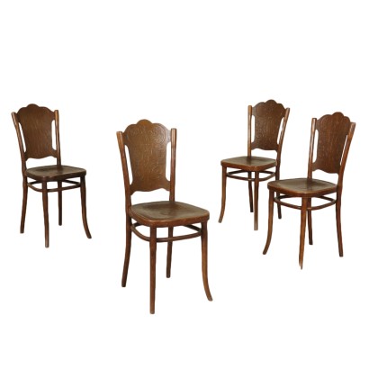 Group of 4 Beech Thonet Chairs Austria First Half 20th Century
