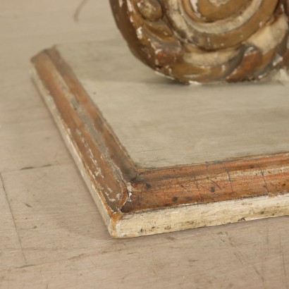 Oval Table Assembled with Antique Wood Carved Lacquered Gilded 1700