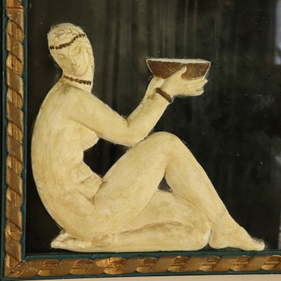 Paire de Dessus de Portes Art Decò Miroir Fer Bois Laqué '900