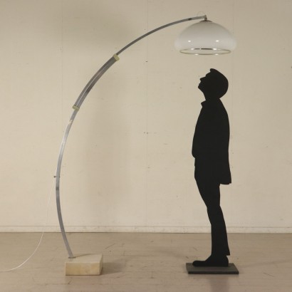 Floor Lamp with Extensible Arch Aluminium Methacrylate Marble 60s-70s