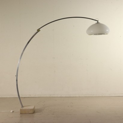 Floor Lamp with Extensible Arch Aluminium Methacrylate Marble 60s-70s