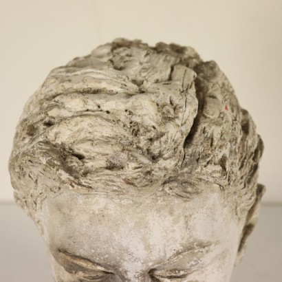 Gypsum Sculpture Head of Young Man Italy Early 1900s