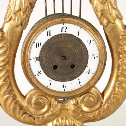 Carved and Gilded Wooden Lyre Clock France Early 19th Century