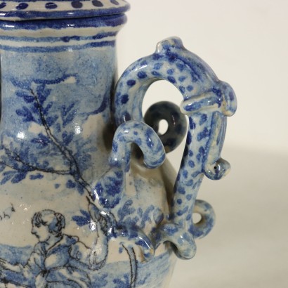 Pair of Blue Majolica Vases Manufactured in Italy 19th Century