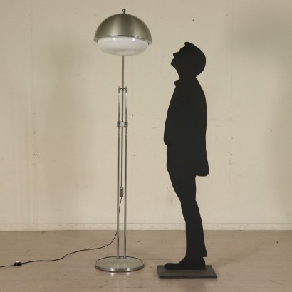 Floor Lamp Chromed Metal Aluminium Methacrylate Italy 1960s-1970s