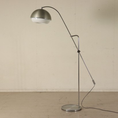 Floor Lamp Chromed Metal Aluminium Methacrylate Italy 1960s-1970s