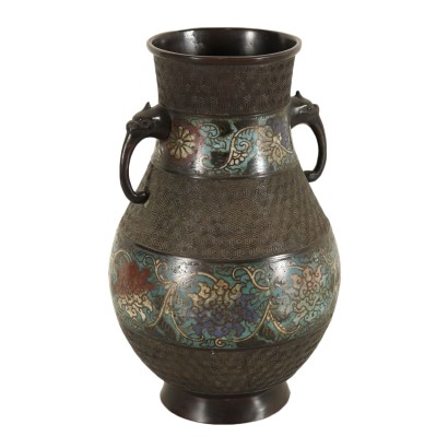 Vase Bronze Emaux cloisonné Shishi Japon Fin '800 - Début '900