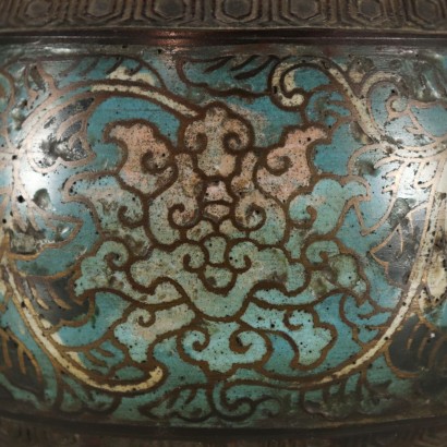 Vase Bronze Emaux cloisonné Shishi Japon Fin '800 - Début '900