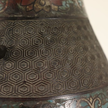 Vase Bronze Emaux cloisonné Shishi Japon Fin '800 - Début '900