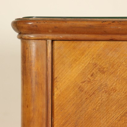 Cabinet with Drop-Leaf Door Mahogany Veneer Back-Treated Glass 1950s
