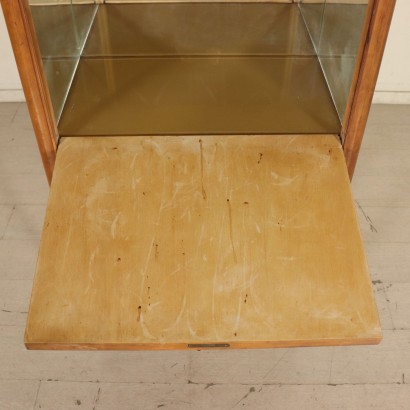 Cabinet with Drop-Leaf Door Mahogany Veneer Back-Treated Glass 1950s