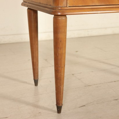 Cabinet with Drop-Leaf Door Mahogany Veneer Back-Treated Glass 1950s