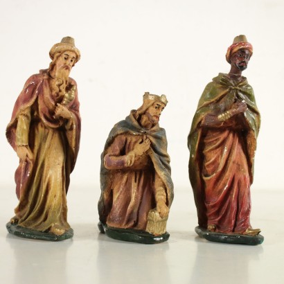 Set of 8 Nativity Statues Gypsum Italy First Half of 1900s