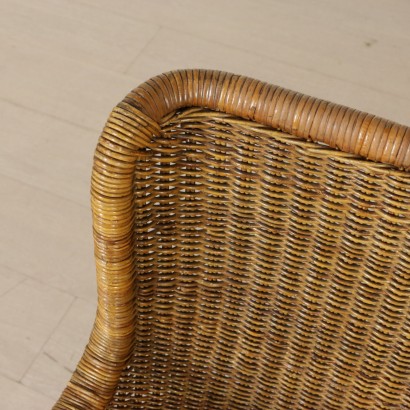 Pair of Wicker and Rattan Armchairs Vintage Italy 1960s