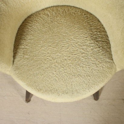 Paire de Fauteuils avec Pouf Ressorts Tissu Vintage Italie Années 60