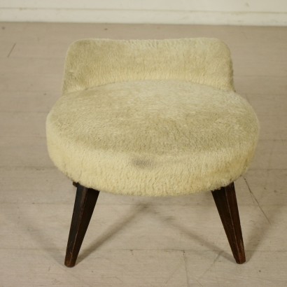 Paire de Fauteuils avec Pouf Ressorts Tissu Vintage Italie Années 60