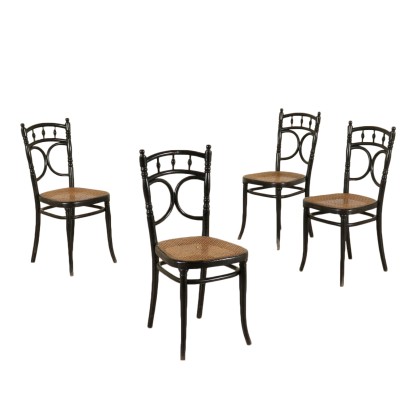 Set of Four Thonet Chairs Steam Bent Beech Austria Early 1900s