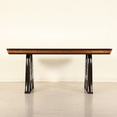 Table Stained Ebony Back-Treated Glass Vintage Italy 1950s
