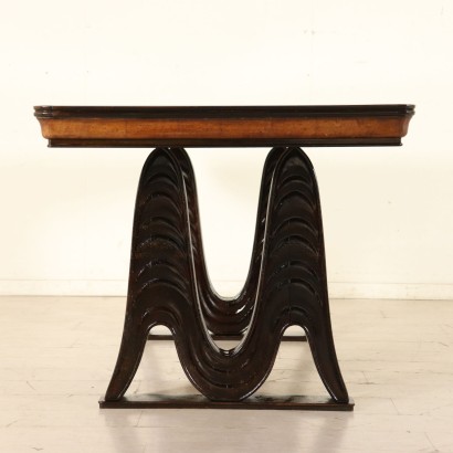Table Stained Ebony Back-Treated Glass Vintage Italy 1950s