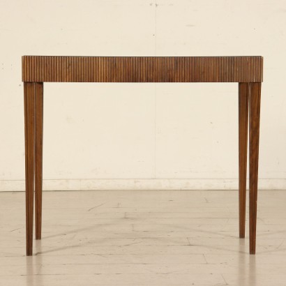 Console Table Walnut Glass Vintage Manufactured in Italy 1950s