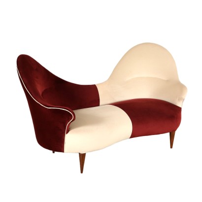 Sofa Velvet Upholstery Springs Padding Vintage Italy 1950s