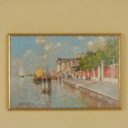 Vue de Venise Rafael Senet Huile sur table 1906