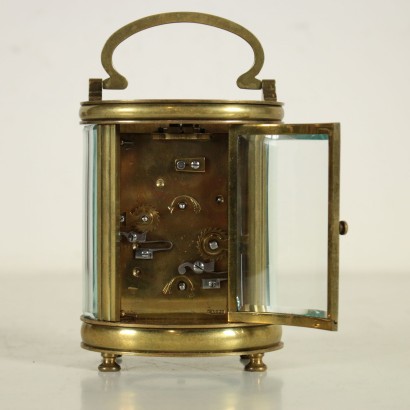 Travel Clock with Leather Case Crystal Brass Late 1800s