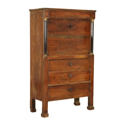 Empire Walnut Secretaire Manufactured in Italy Early 1800s