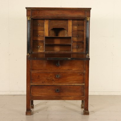 Empire Walnut Secretaire Manufactured in Italy Early 1800s