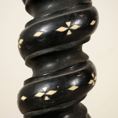 Twisted Ebonized Column Bone Inlays Italy 19th Century