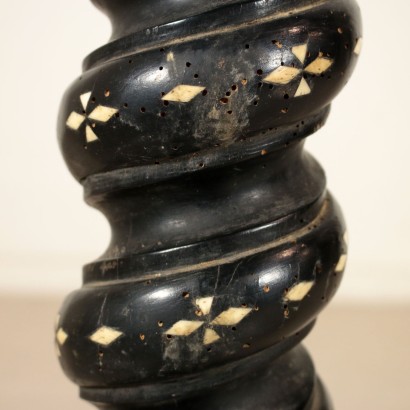 Twisted Ebonized Column Bone Inlays Italy 19th Century