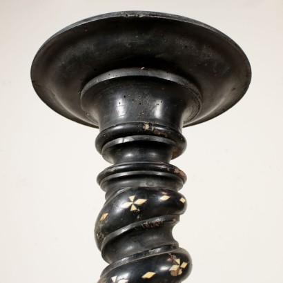 Twisted Ebonized Column Bone Inlays Italy 19th Century