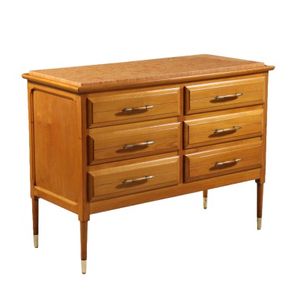 Chest of Drawers Mahogany Veneer Marble Vintage USA 1950s