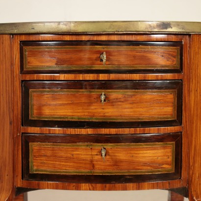 Elliptical Coffee Table with Marble Brass Leather Vintage 18th Century