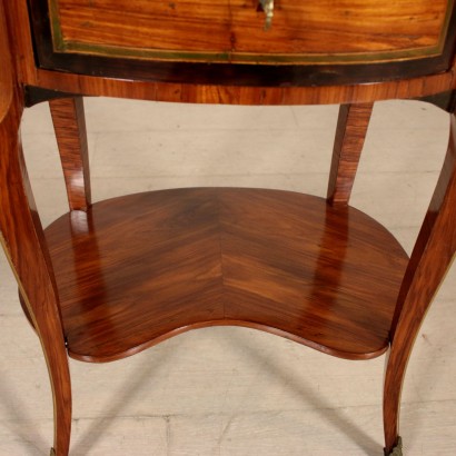 Elliptical Coffee Table with Marble Brass Leather Vintage 18th Century