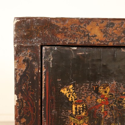 Oriental Cupboard Lacquered Wood Metal East 20th Century