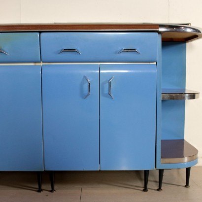 Vintage Kitchen Lacquered Metal Wood Italy 1960s