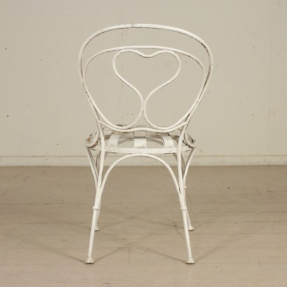 Set of Three Iron Chairs White Glaze Italy First Half of 1900s