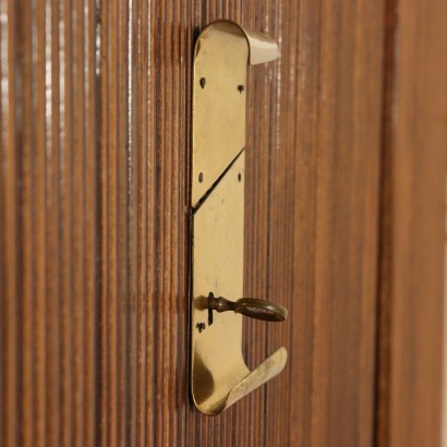 Cupboard Teak Veneer Brass Vintage Manufactured in Italy 1960s