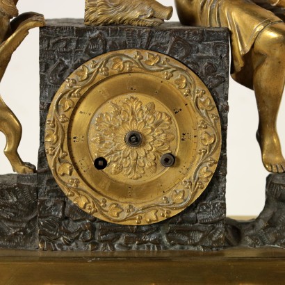 Table Clock with Plant Ornaments Gilded Bronze Mid 19th Century