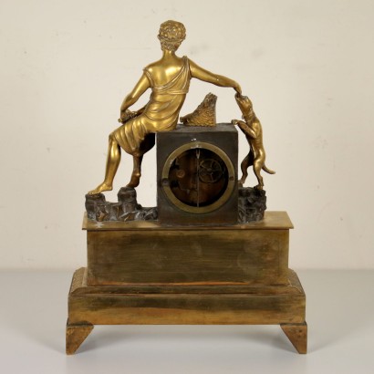 Table Clock with Plant Ornaments Gilded Bronze Mid 19th Century