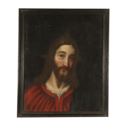 Face of Jesus Oil on Canvas 17th Century