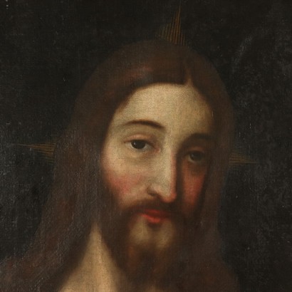 Face of Jesus Oil on Canvas 17th Century