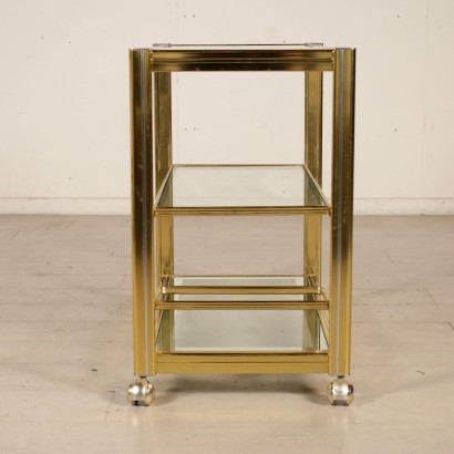 Brass and Glass Service Cart Vintage Italy 1980s
