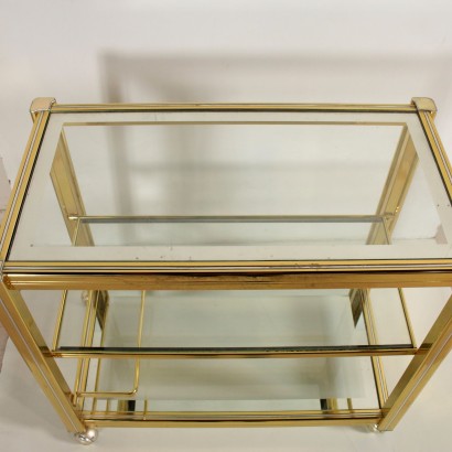 Brass and Glass Service Cart Vintage Italy 1980s